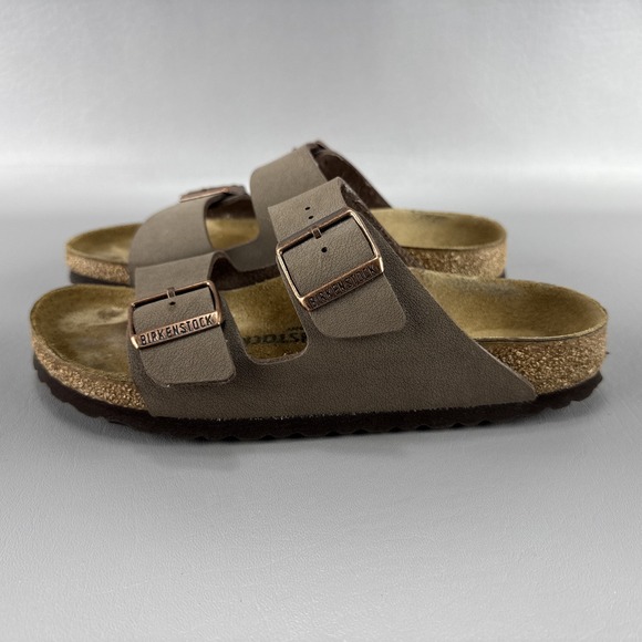 Birkenstock Arizona Sandals Shoes Womens 7 Mocha Leather Buckle Minimalist Slide - Picture 2 of 10